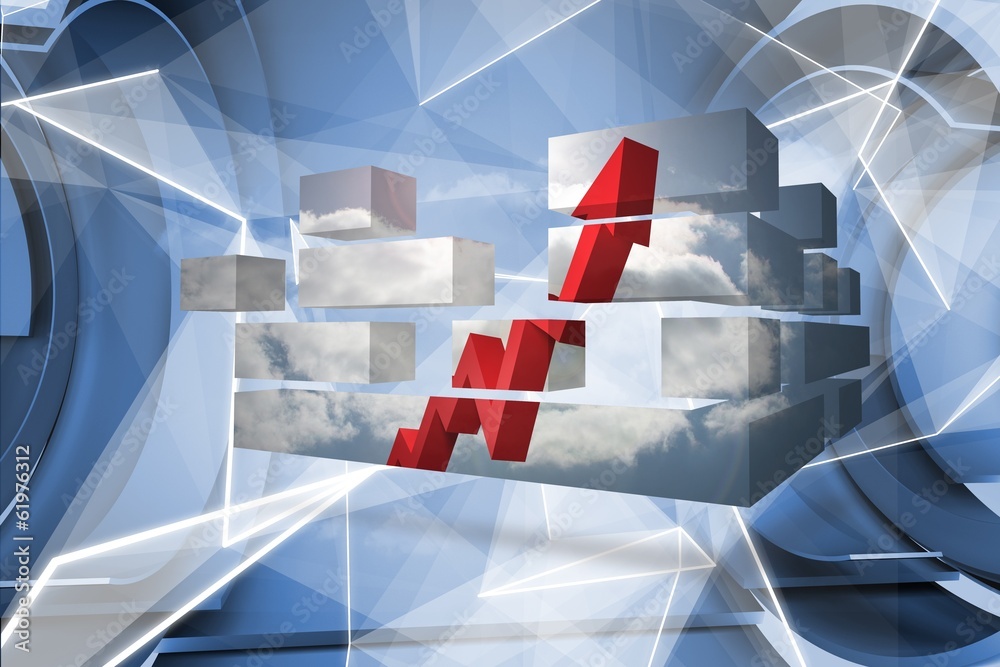 Poster Composite image of arrow in sky on abstract screen