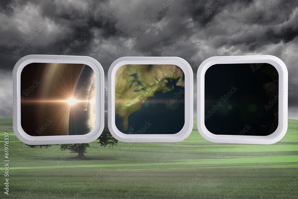 Poster composite image of earth on abstract screen