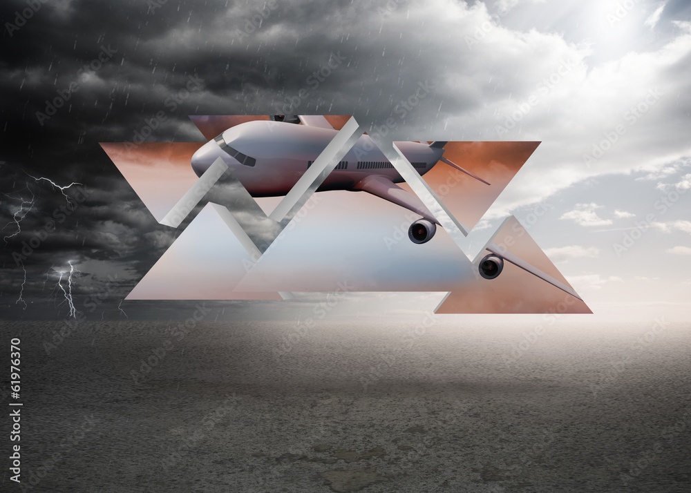 Poster Composite image of airplane on abstract screen