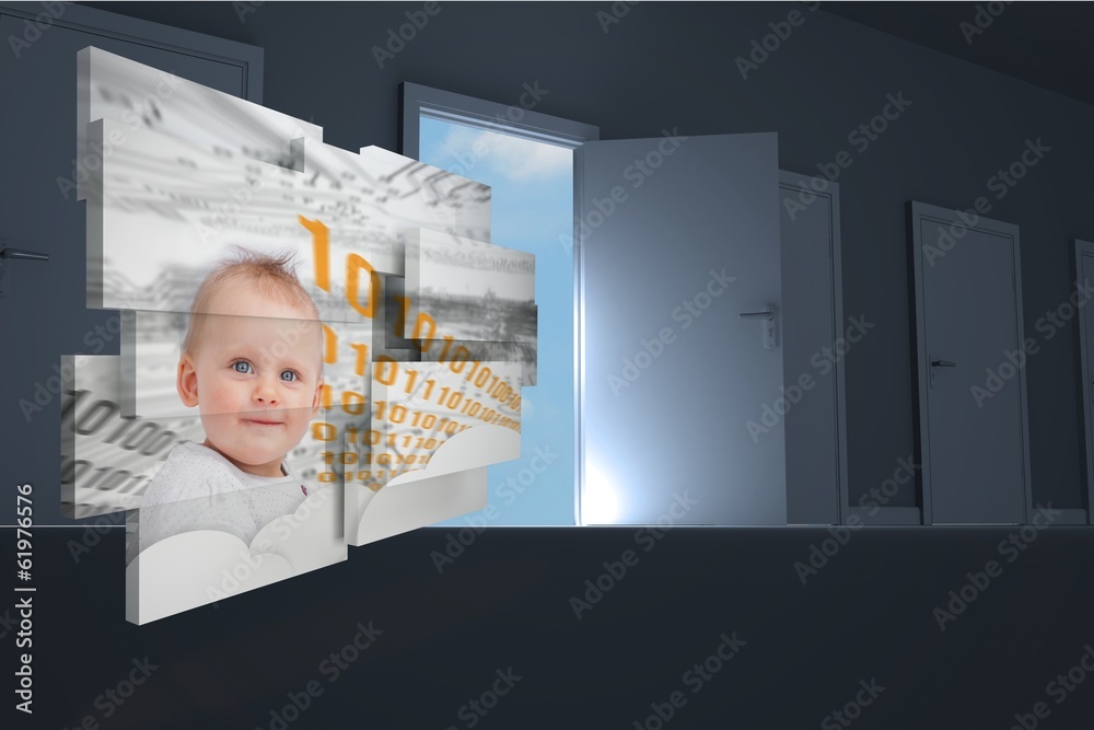 Poster composite image of genius baby on abstract screen