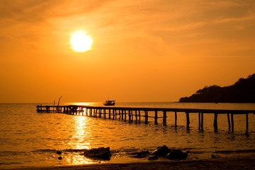 tropical beach at sunset