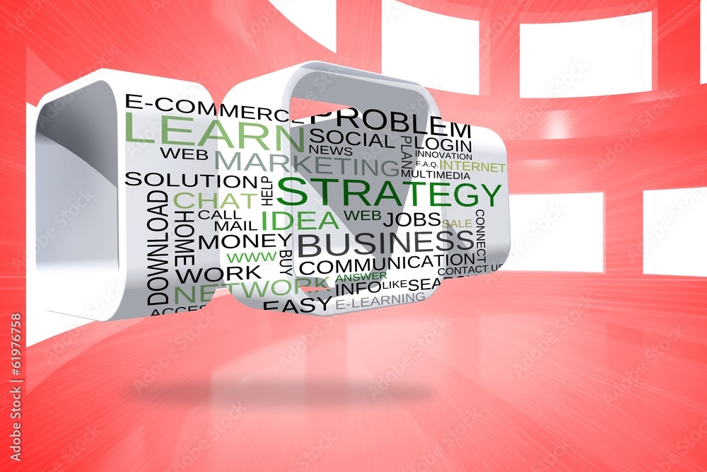 Aufkleber composite image of business buzzwords on abstract screen