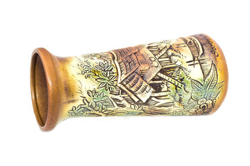 Borneo Porcelain Vase On White Background