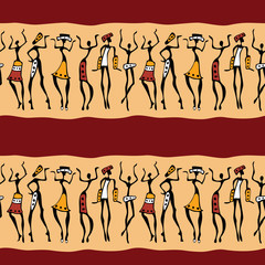 African dancers silhouette.