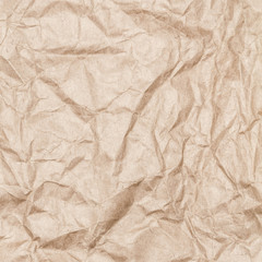 Crumpled recycled paper background texture. Vintage craft paper