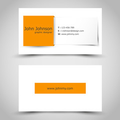 business card with orange square sticker