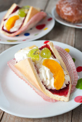 Fresh cream Eclair cookie with exotic fruits