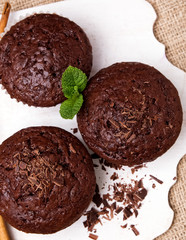 Chocolate muffins close-up