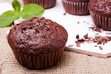 Chocolate muffin close-up
