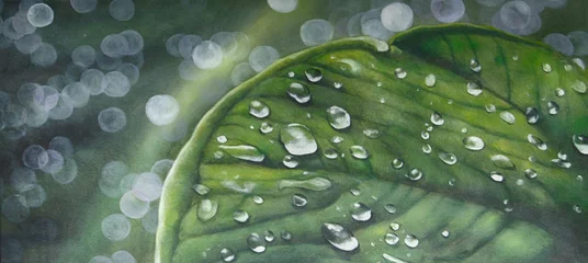  Blatt Wassertropfen Gemälde Ölgemälde Kunstdruck artprint © artefacti