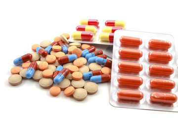 Medicines on white background
