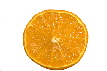 orange, cutting in two, with juice