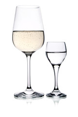 wine and vodka glass isolated