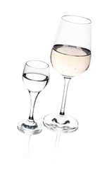 wine and vodka glass isolated