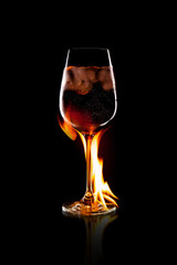 Wineglass in flame