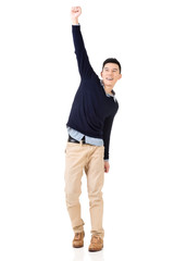 Excited Asian young man