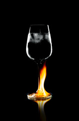 Wineglass in flame