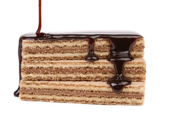 Coated stake wafers of chocolate.