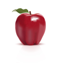 Red apple on white background