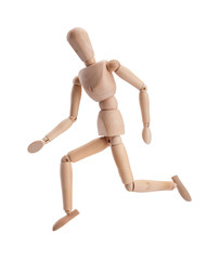 Wooden figure dummy run, isolated on white