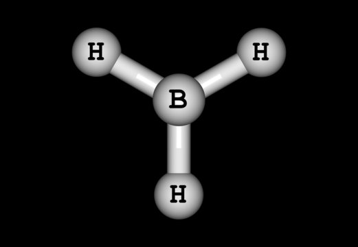 Borane molecular structure isolated on black