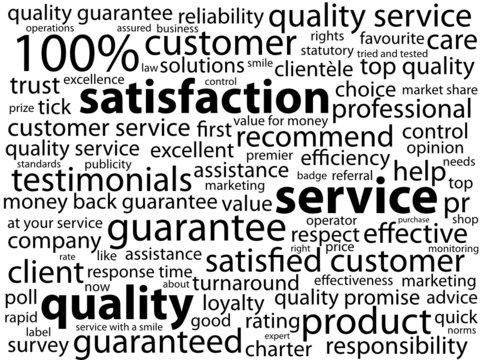 "SERVICE-QUALITY-SATISFACTION" Tag Cloud (customer guarantee)