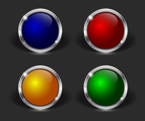 Vector web buttons with metallic border