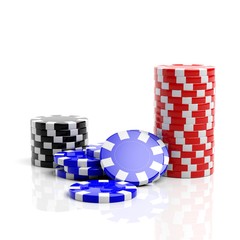 Fine casino gaming checks isolated on white background