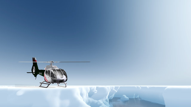 Helikopter ist im ewigen Eis gelandet