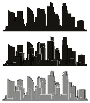 Vector cities silhouettes.