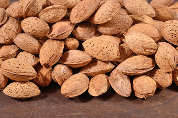 Heap of almonds close up