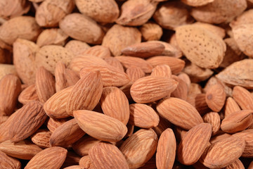 Heap of almonds close up