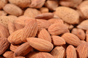 Fototapeta premium Heap of almonds close up