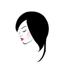 Girl with beautiful hair and red lipstick