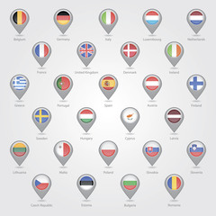 Map markers depicting the EU