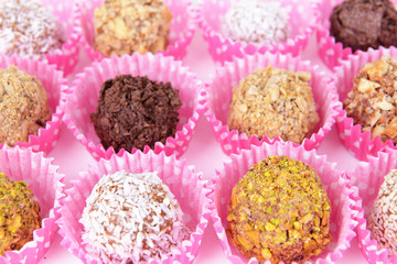Set of chocolate candies close-up