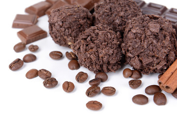 Set of chocolate candies close-up