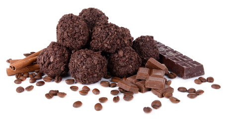 Delicious chocolates isolated on white