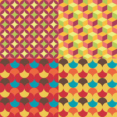 set of abstract retro geometric pattern