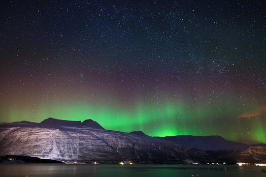 Night sky in winter Norway : Aurora Borealis