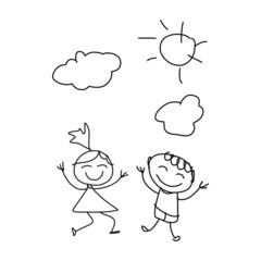 hand drawing cartoon happiness