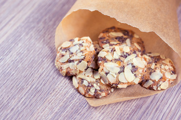 Cookies with chocolate and almonds