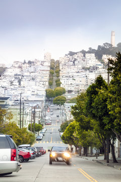 Steep road in San Francisco, California, USA