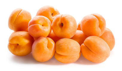 Apricots isolated on white background