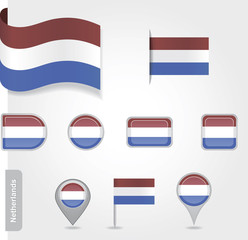 The Netherlands flag - set of icons and flags