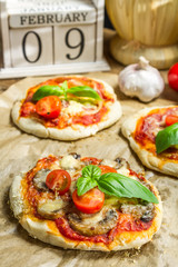 Freshly baked mini pizzas