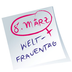 Weltfrauentag,8.März,Post-it,Handschrift,lila,pink