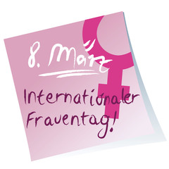 Post-it,internationaler Frauentag,Handschrift,pink,Vektor