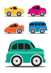 Different Retro / Vintage Car Cartoon - Vector Illustration
