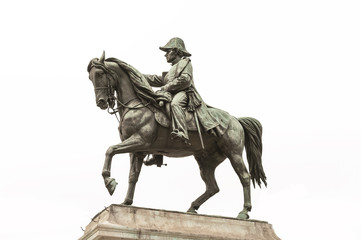 Fototapeta na wymiar Statue of General Dufour on the horse, isolated, Geneva, Switzer